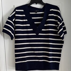 J crew striped v neck top, sz M